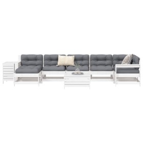 Gartensofa-Set 9-teilig aus massivem weißem Kiefernholz von vidaXL, Gartensets - Ref: Foro24-3250657, Preis: 619,99 €, Rabatt: %