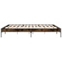 Engineered wood bed frame metal smoked oak 180x200cm by vidaXL, Beds and slatted bases - Ref: Foro24-845003, Price: 109,59 €,...