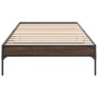 Estructura cama madera ingeniería metal marrón roble 90x190 cm de vidaXL, Camas y somieres - Ref: Foro24-845055, Precio: 73,4...