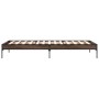 Estructura cama madera ingeniería metal marrón roble 90x190 cm de vidaXL, Camas y somieres - Ref: Foro24-845055, Precio: 73,4...