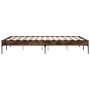 Engineered wood bed frame metal smoked oak 135x190cm by vidaXL, Beds and slatted bases - Ref: Foro24-845043, Price: 100,87 €,...