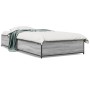 Estructura cama madera ingeniería metal gris Sonoma 90x190 cm de vidaXL, Camas y somieres - Ref: Foro24-845119, Precio: 84,54...