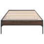 Engineered wood metal bed frame oak brown 75x190 cm by vidaXL, Beds and slatted bases - Ref: Foro24-845060, Price: 71,56 €, D...