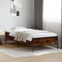 Estructura cama madera ingeniería metal roble humo 100x200 cm de vidaXL, Camas y somieres - Ref: Foro24-844963, Precio: 89,95...