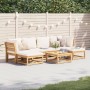 7-teiliges Gartenmöbel-Set mit Kissen aus massivem Akazienholz von vidaXL, Modulare Sofas für den Außenbereich - Ref: Foro24-...