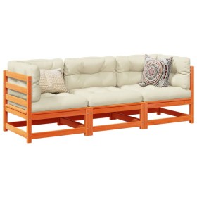 Gartensofa-Set 3-teilig, massives Kiefernholz, wachsbraun von vidaXL, Gartensets - Ref: Foro24-3299265, Preis: 199,99 €, Raba...