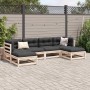 6-teilige Gartensofagarnitur mit Kissen aus massivem Kiefernholz von vidaXL, Gartensets - Ref: Foro24-3295818, Preis: 511,87 ...