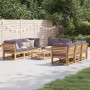 9-teiliges Gartenmöbel-Set mit Kissen aus massivem Akazienholz von vidaXL, Modulare Sofas für den Außenbereich - Ref: Foro24-...