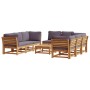 Juego de muebles jardín 9 pzas con cojines madera maciza acacia de vidaXL, Sofás modulares de exterior - Ref: Foro24-3214317,...