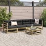 5-teilige Gartensofagarnitur mit Kissen aus imprägniertem Kiefernholz von vidaXL, Gartensets - Ref: Foro24-3299278, Preis: 46...