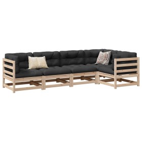 Gartensofa-Set 5-teilig aus massivem Kiefernholz von vidaXL, Gartensets - Ref: Foro24-3299430, Preis: 286,41 €, Rabatt: %