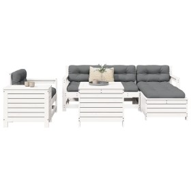 Gartensofa-Set 7-teilig aus massivem weißem Kiefernholz von vidaXL, Gartensets - Ref: Foro24-3250553, Preis: 522,99 €, Rabatt: %