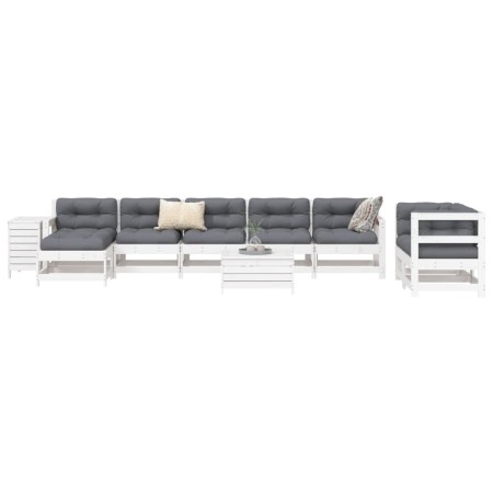 Gartensofa-Set 10-teilig aus massivem weißem Kiefernholz von vidaXL, Gartensets - Ref: Foro24-3250681, Preis: 685,44 €, Rabat...