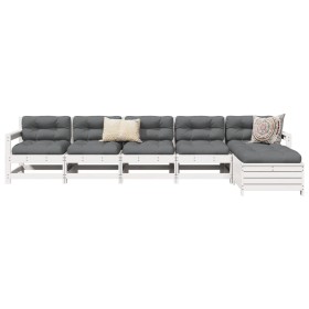 Gartensofa-Set 6-teilig aus massivem weißem Kiefernholz von vidaXL, Gartensets - Ref: Foro24-3250861, Preis: 434,15 €, Rabatt: %