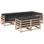 7-teiliges Gartensofa-Set mit Kissen aus massivem Kiefernholz von vidaXL, Gartensets - Ref: Foro24-3299493, Preis: 697,21 €, ...