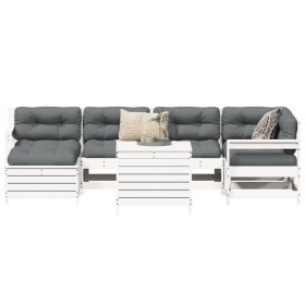 Gartensofa-Set 7-teilig aus massivem weißem Kiefernholz von vidaXL, Gartensets - Ref: Foro24-3250985, Preis: 512,99 €, Rabatt: %