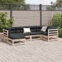 6-teilige Gartensofagarnitur mit Kissen aus massivem Kiefernholz von vidaXL, Gartensets - Ref: Foro24-3299523, Preis: 561,88 ...