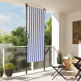 Exterior roller blind steel fabric blue white 120x270 cm by vidaXL, Awnings - Ref: Foro24-368765, Price: 51,29 €, Discount: %