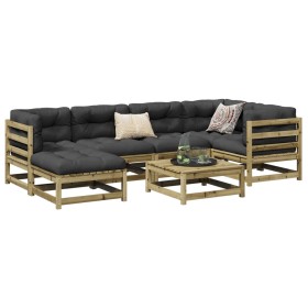 7-piece garden sofa set with impregnated pine wood cushions by vidaXL, Garden sets - Ref: Foro24-3299537, Price: 650,73 €, Di...