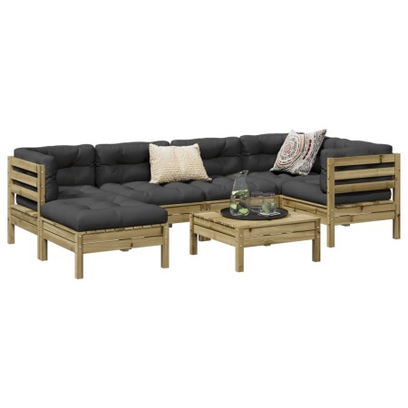 7-teiliges Gartensofa-Set mit Kissen aus imprägniertem Kiefernholz von vidaXL, Gartensets - Ref: Foro24-3299540, Preis: 525,9...