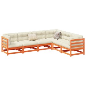 Gartensofa-Set 6-teilig, massives Kiefernholz, wachsbraun von vidaXL, Gartensets - Ref: Foro24-3299453, Preis: 393,99 €, Raba...