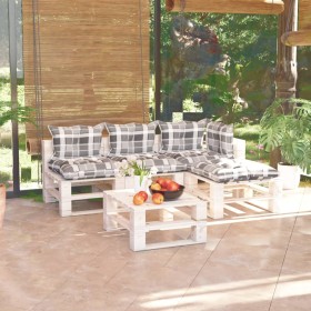 Paletten-Gartenmöbel-Set 5-teilig mit Kissen aus Kiefernholz von vidaXL, Gartensets - Ref: Foro24-3066262, Preis: 375,08 €, R...