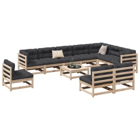 Gartensofa-Set 11-teilig aus massivem Kiefernholz von vidaXL, Gartensets - Ref: Foro24-3299485, Preis: 556,99 €, Rabatt: %