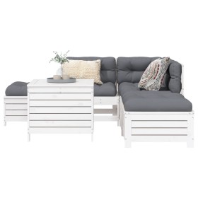 Gartensofa-Set 6-teilig aus massivem weißem Kiefernholz von vidaXL, Gartensets - Ref: Foro24-3250697, Preis: 502,98 €, Rabatt: %