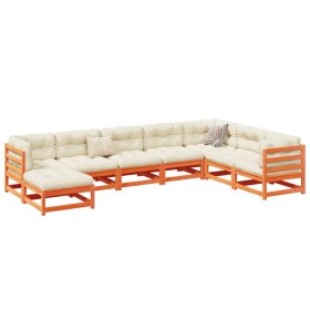 Gartensofa-Set 8-teilig aus massivem Kiefernholz, wachsbraun von vidaXL, Gartensets - Ref: Foro24-3299575, Preis: 487,99 €, R...