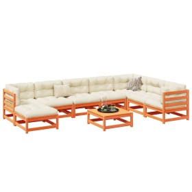 Gartensofa-Set 9-teilig aus massivem Kiefernholz, wachsbraun von vidaXL, Gartensets - Ref: Foro24-3299582, Preis: 547,34 €, R...