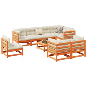 Gartensofa-Set 9-teilig aus massivem Kiefernholz, wachsbraun von vidaXL, Gartensets - Ref: Foro24-3299509, Preis: 568,00 €, R...