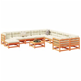 Gartensofa-Set 12-teilig aus massivem Kiefernholz, wachsbraun von vidaXL, Gartensets - Ref: Foro24-3299652, Preis: 763,99 €, ...