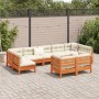 9-piece garden sofa set with wax-brown pine wood cushions by vidaXL, Garden sets - Ref: Foro24-3299633, Price: 837,43 €, Disc...