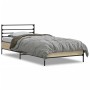 Estructura cama madera ingeniería metal roble Sonoma 90x190 cm de vidaXL, Camas y somieres - Ref: Foro24-845628, Precio: 97,9...