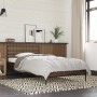 Brown oak metal engineered wood bed frame 90x200 cm by vidaXL, Beds and slatted bases - Ref: Foro24-845586, Price: 100,89 €, ...