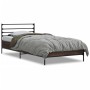 Brown oak metal engineered wood bed frame 90x200 cm by vidaXL, Beds and slatted bases - Ref: Foro24-845586, Price: 100,89 €, ...