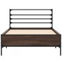 Estructura cama madera ingeniería metal roble marrón 90x200 cm de vidaXL, Camas y somieres - Ref: Foro24-845586, Precio: 100,...