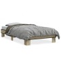 Estructura cama madera ingeniería metal roble Sonoma 90x190 cm de vidaXL, Camas y somieres - Ref: Foro24-845883, Precio: 83,9...