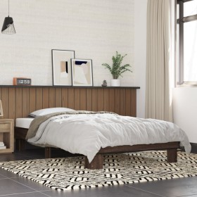 Brown oak metal engineered wood bed frame 90x200 cm by vidaXL, Beds and slatted bases - Ref: Foro24-845876, Price: 89,00 €, D...