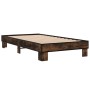 Estructura cama madera ingeniería metal roble humo 100x200 cm de vidaXL, Camas y somieres - Ref: Foro24-845869, Precio: 87,91...