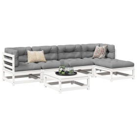 Gartensofa-Set 6-teilig aus massivem weißem Kiefernholz von vidaXL, Gartensets - Ref: Foro24-3299397, Preis: 362,99 €, Rabatt: %