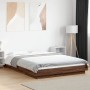 Bed frame with LED lights brown oak wood 140x190 cm by vidaXL, Beds and slatted bases - Ref: Foro24-3281132, Price: 176,08 €,...