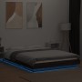 Estructura cama con luces LED madera roble marrón 135x190 cm de vidaXL, Camas y somieres - Ref: Foro24-3281139, Precio: 177,8...