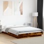 Estructura cama con luces LED madera roble ahumado 140x190 cm de vidaXL, Camas y somieres - Ref: Foro24-3281130, Precio: 170,...