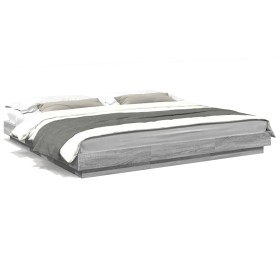 Estructura de cama madera de ingeniería gris Sonoma 200x200 cm de vidaXL, Camas y somieres - Ref: Foro24-3281166, Precio: 178...