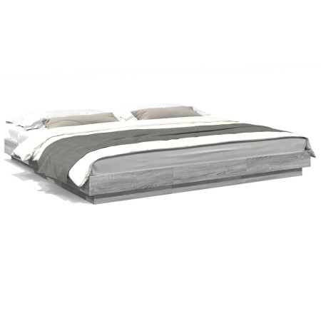 Estructura de cama madera de ingeniería gris Sonoma 200x200 cm de vidaXL, Camas y somieres - Ref: Foro24-3281166, Precio: 179...