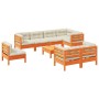 9-piece garden sofa set with wax-brown pine wood cushions by vidaXL, Garden sets - Ref: Foro24-3299516, Price: 814,17 €, Disc...