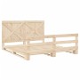 Bed frame with solid pine wood headboard 200x200cm by vidaXL, Beds and slatted bases - Ref: Foro24-3281579, Price: 255,99 €, ...