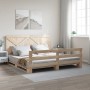 Bed frame with solid pine wood headboard 200x200cm by vidaXL, Beds and slatted bases - Ref: Foro24-3281579, Price: 255,99 €, ...