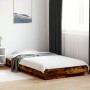 Estructura cama con luces LED madera roble ahumado 90x190 cm de vidaXL, Camas y somieres - Ref: Foro24-3281151, Precio: 145,2...